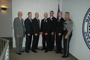 Photo from left to right: Mayor Michael Fressola, Kyle Rickvalsky, Matthew Walaszek, Michael Steffen, Daniel Wehrle, Thomas Chant and Chief Brian Klimakowski.